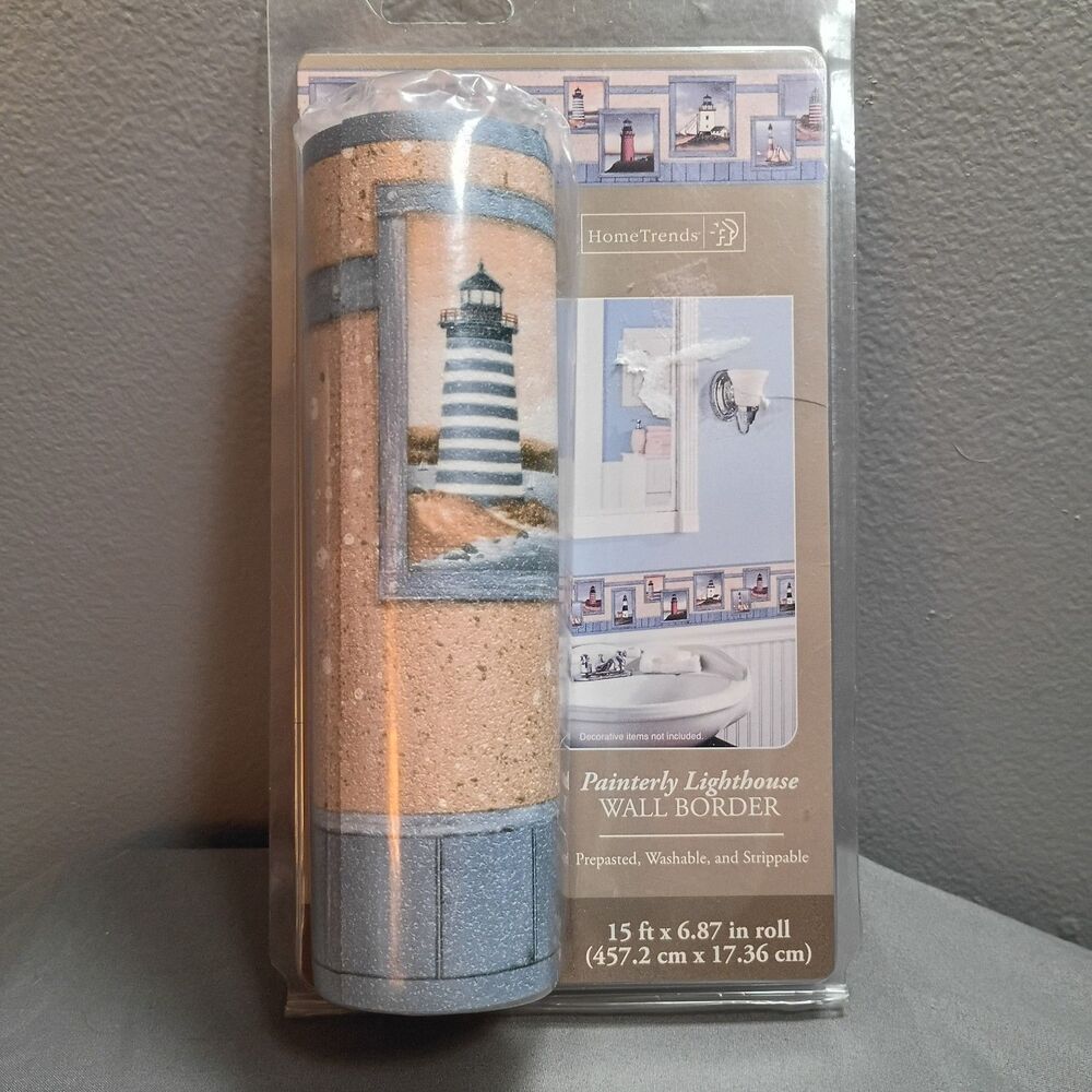 Painterly Lighthouse Wall Border 15 Ft x 6.87 In Prepasted Washable Strippable
